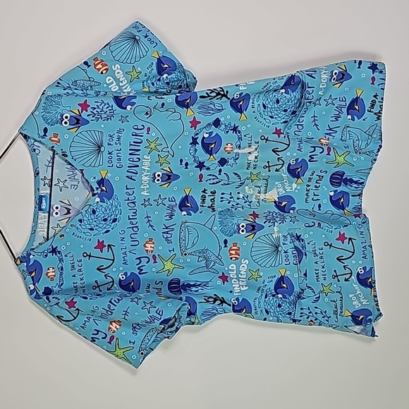 Disney Finding Dory large blue scrub top - Picture 1 of 5